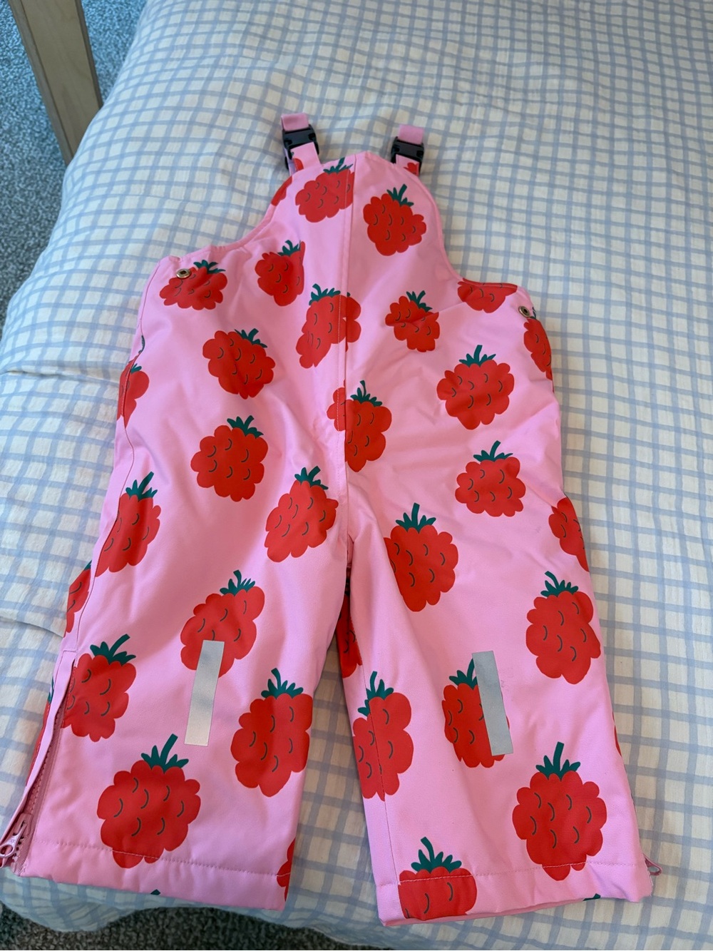 Kids Pink Raspberry-Print Snow Overalls